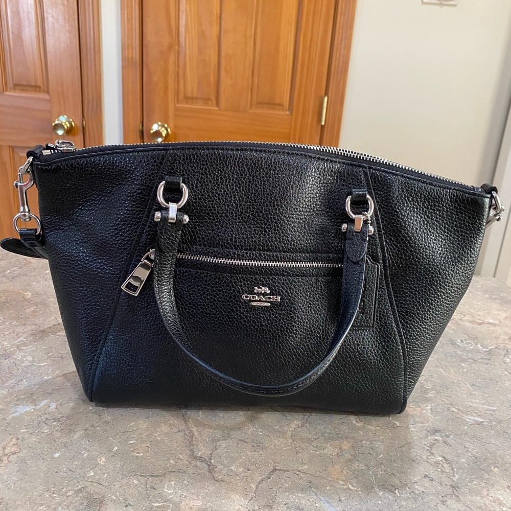 Coach Pebble Leather Prairie Silver/Black